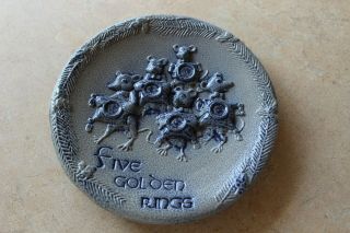 Rowe Salt Glazed Pottery 12 Days Of Christmas Plate 5 " Five Golden Rings "