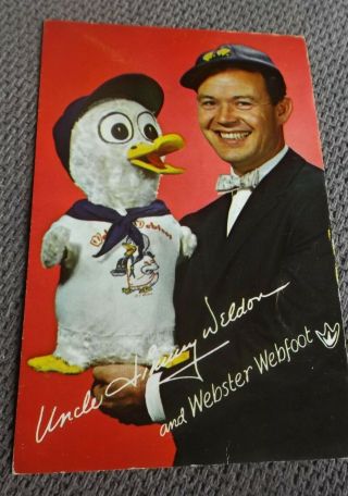 Ventriloquist Jimmy Weldon And Webster Webfoot Photo Card Signed
