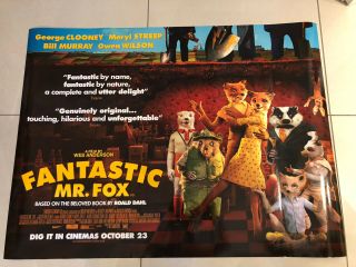 Fantastic Mr Fox Wes Anderson Rare Uk Quad Movie Poster