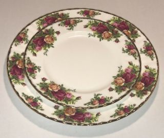 Vintage Royal Albert Old Country Roses Bone China Dinner Salad Plate Set
