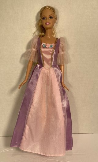 Barbie Doll Rapunzel Princess 1999 Blonde Hair Pink Purple Sparkle Dress (bd17)