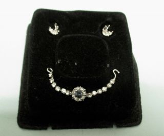 Franklin Princess Diana Doll Faux Diamond And Sapphire Necklace & Earrings