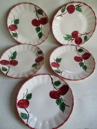 Blue Ridge Crab Apple Salad Plates 5 Southern Potteries 7 - 1/4 " Luncheon Vintage