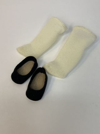 Madame Alexander 8” Black Suede Slip On Doll Shoes With Socks