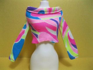 Barbie Doll 1991 Totally Hair Clothes - Pink Swirl Multi Color Custom Crop Top