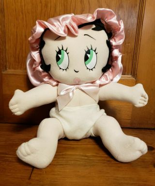 Large Plush 11 " Baby Betty Boop In Pink Bonnet Diaper By Kellytoy Htf Euc