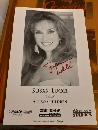 Susan Lucci Signed Autographed Photo All My Children Erica Kane Disney Soap Week