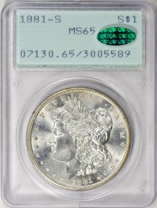 1881 - S Morgan Silver Dollar.  Pcgs Ms65 Cac Certified.  Ogh 1st Gen