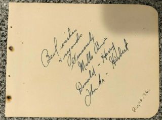Mills Brothers Signed Autograph Book Page Donald Harry John Sr.  Herbert