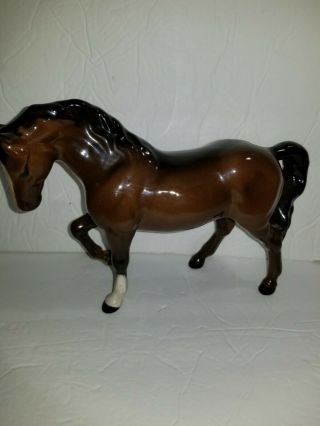 Vintage Beswick England Porcelain Glossy Brown Horse Figurine Euc