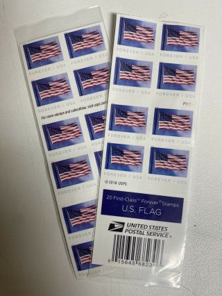 Us Flag 2019 Forever Stamps,  2 Books Of 20 - 40 Stamps Total