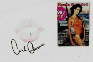 Carol Alt Signed 3x5 Index Card W/ Lipstick Print " Howard Stern 