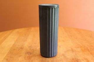 Vintage Mccoy Floraline 659 Black Matte 4.  125 " X 11 " Ribbed Cylinder Vase Guc