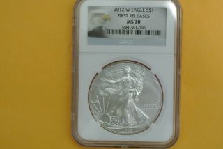2012 W (burnished) Ngc Ms70 Silver Eagle First Releases