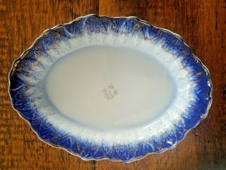 La Francaise Flow Blue Oval Vegetable Serving Bowl Porcelain Gold Trim 11.  5 X 8 "