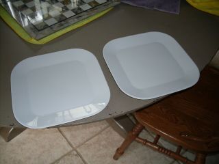 2 Crate And Barrel ???? Square White Kahla Germany Dinner Plates