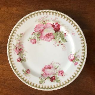 Haviland Limoges Schleiger 257 - 8 Pink Red Roses Dinner Plate 9 3/4