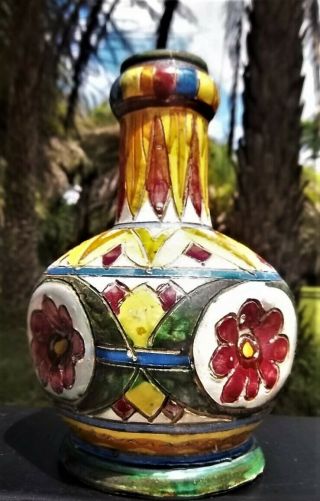 Vintage Mid - Century Italian Majolica 7 1/2 " Art Pottery Vase