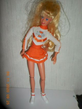 Barbie 1997 University Of Illinois Cheerleader Doll 12 " Poseable