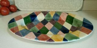 Tabletops Unlimited Carnival Hand Painted Diamond Large Platter
