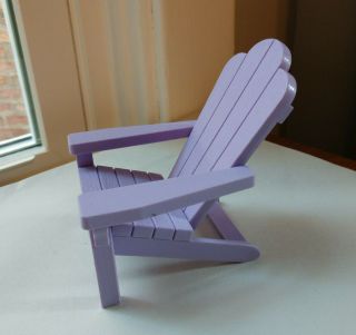 Mattel Barbie Doll Furniture Purple Chair,  Lawn Chair,  Faux Wood,  Plastic