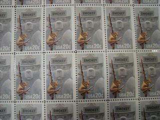 Us Postage Full Sheet Of 50 Stamps - 20 Cents - Smokey -