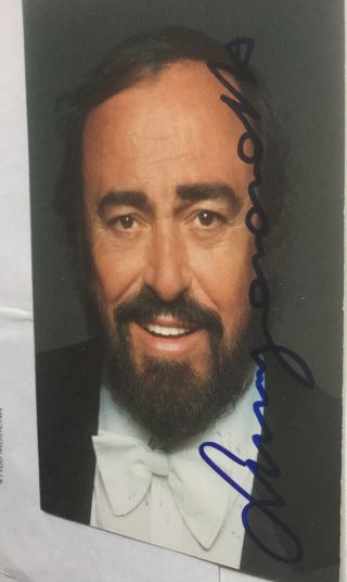 luciano pavarotti signed Colored Photo /w Envelope Pavarotti Horse Show Italia 2