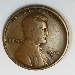 1914 D Us Lincoln Wheat Penny One 1 Cent.  01c Key Date Collector Coin 4lwp1424