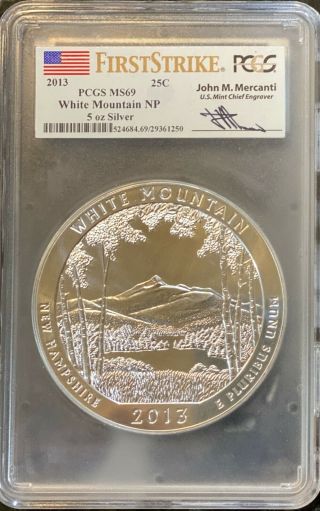 2013 White Mountain Np 5 Oz Silver - Fs Mercanti Signed Total Pop Only 891