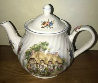 Teapot Arthur Wood & Sons Staffordshire England Cottage&flowers Teapot & Plate