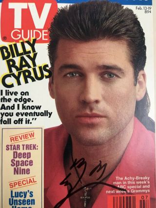 Billy Ray Cyrus Signed Tv Guide February 13,  1993