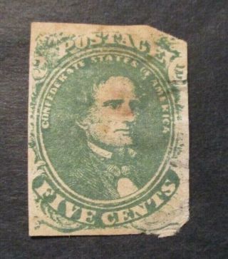 1861 Us S Csa1 5c Confederate States - Jefferson Davis Imperfections