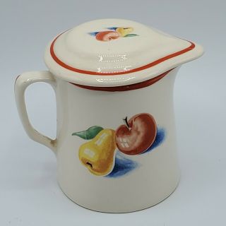 Harker Pottery Bakerite Red Apple & Pear Creamer With Lid
