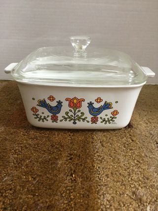 Corning Ware Country Festival P - 4 - B 7 X 5 - 1/2 X 3 Loaf Pan Baking Dish With Lid