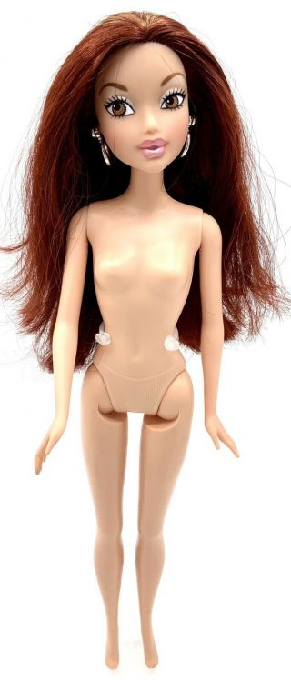 Barbie Doll My Scene Chelsea Long Red Hair - Silver Hoop Earrings Nude 11.  5”
