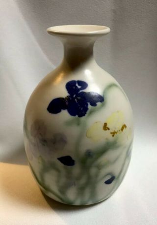 Clouds Folsom 1996 Studio Art Hand Painted Signed Pottery Flower Vase Folsom,  Ca