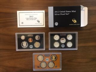 2012 Us Silver Proof Set - Complete W/ Box And
