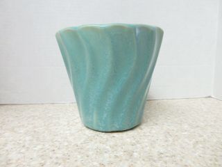 Vintage Bauer Pottery 5 Aqua Swirl Flower Pot California Pottery