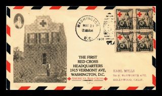 Dr Jim Stamps Us Red Cross Headquarters Fdc Unsealed Air Mail Cover Scott 702