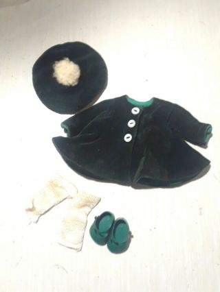 Ginny Velvet Coat And Hat With Pom Pom Shoes And Sox.