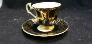 Elizabethan Black/gold Teacup Tea Cup/saucer Fine Bone China England Pt5