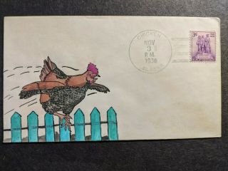 Chicken,  Alaska Postal History Cover 1938 Hand Drawn Cachet Ak