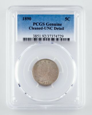 1890 Liberty Nickel Graded By Pcgs As Unc Detail - Cleaned Gorgeous Coin