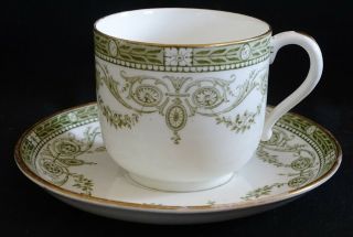 Wedgwood England Y1306 Green Tea Cup & Saucer Circa 1878 - 1891