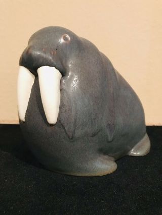 Rare Vintage Pottery Walrus Sculpture By Arabia Finland