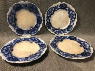 Set Of 4 Grindley England Flow Blue 6.  75” Plates - Alaska Pattern.  Great Shape