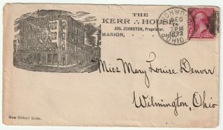 1892 Kerr House Usa Advertising Cover Richwood Ohio Full Back 