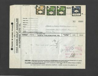 U.  S.  Gulf Refining Co.  Receipt With 4 Natl.  Ass0c.  Of Commerce & Labor Stamps