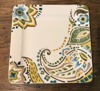 Kashmir By Target Home Set Of 4 Square Stoneware Embossed Dinner Plates Euc - Guc