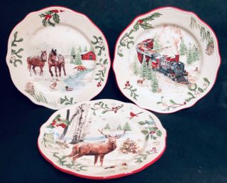 Better Homes & Gardens Heritage Salad Plates 3 Winter Forest